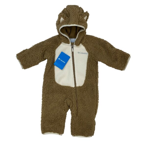 Columbia Foxy Baby Sherpa Bunting Jumpsuit 3/6 Months Infant Brown Fall Cute NEW - Picture 1 of 13
